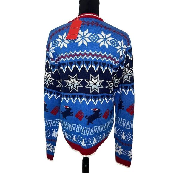 UGLY CHRISTMAS SWEATER FESTIVE HOLIDAY PUG/DOGW SANTA HAT MENS SWEATER SIZE L - Picture 3 of 6